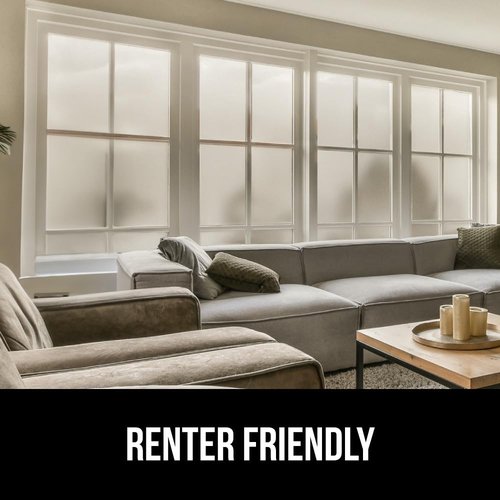 Gorilla Guard Window Privacy Film, Removable Two Way Sun Blocking, Reusable No Residue Stickers, Strong Static Clings to Glass Windows, Decorative Bathroom Door Coverings, 17.5 x 78.7 Inch, Frosted