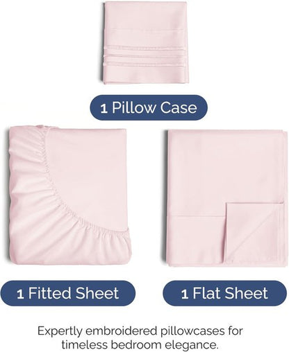 Comfy Twin Size 3-Piece Sheet Set by [Brand Name] | Breathable, Cooling Hotel Luxury Bedding - Deep Pockets, Soft, Wrinkle-Free - Lavender Pink