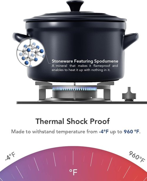 LE TAUCI 3 Qt Ceramic Dutch Oven - Lightweight, Non-Toxic Bread Baking with Silicone Sling | Oven, Microwave & Dishwasher Safe, Midnight Blue