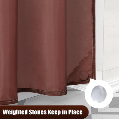OLANLY Luxury Ombre Shower Curtain Set - Waterproof & Washable | Brown & White, 72x72 Inches