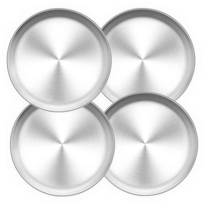 TeamFar Pizza Pan, 10 inch Pizza Pans Pizza Tray Stainless Steel for Oven Baking, Non Toxic & Healthy, Heavy Duty & Dishwasher Safe - Set of 4