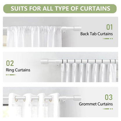 5/8” White Diameter Curtain Rods 30-90 Inch, for 30-84 Inch Windows, Adjustable Splicing White Curtain Rods for Windows with Brackets, Window Rod Long Small Curtains Rod