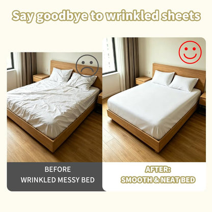 Adjustable Bed Sheet Straps with Triangular Support - White, 12 PCS