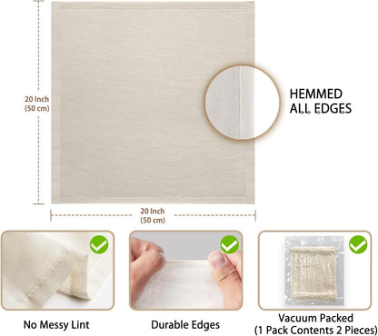 Olicity Cheesecloth - Grade 100 Reusable Muslin Cloths for Cooking & Straining | 20x20 Inch, 100% Unbleached - 2 Pack