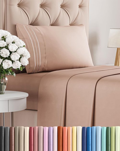 Twin XL Size 3 Piece Sheet Set - Comfy Breathable & Cooling Bed Sheets Set - Hotel Luxury Bedding for Women, Men, Kids, Teens, Boys & Girls - Deep Pockets, Ultra-Soft, Wrinkle Free - Oeko-Tex - Mauve