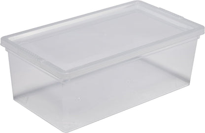 Storage Bins with Lids by Simplify - Stackable & Nestable Clear Bins | 6 Pack | Ideal for Clothing, Books & Shoes