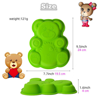 KeepingcooX 3D Bear Mousse Cake Mold Set, Approx. 8.5 Inch Cake Baking Mold - Novelty Silicone Cake Pan for Kids, Nonstick Bakeware, 8.46 x 6.89 x 0.98 Inches (Bear)