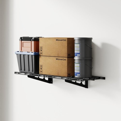 FLEXIMOUNTS Garage Shelving - Heavy-Duty Wall-Mounted Storage Rack | Holds 150 lbs, 1x3 ft, Black