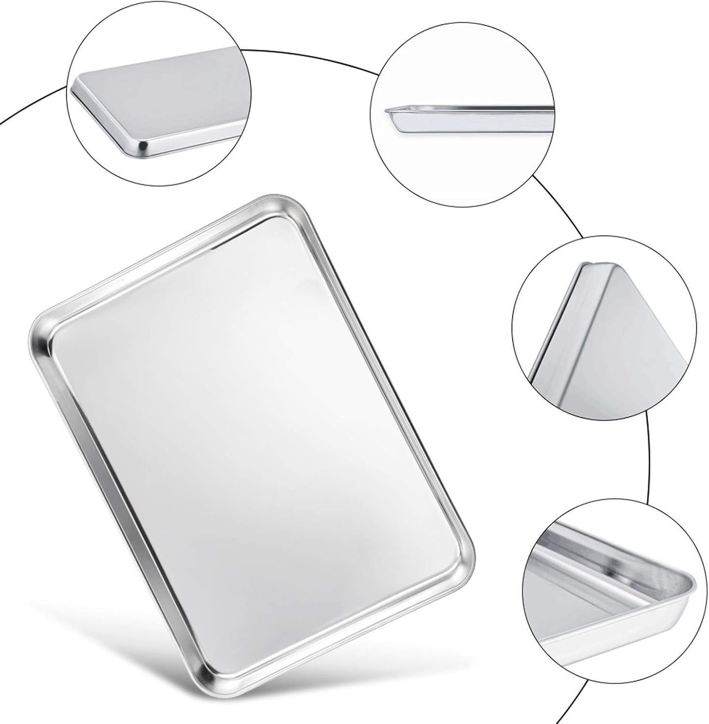 TeamFar Baking Sheet Set - Heavy Duty Stainless Steel Cookie Sheets | Non-Toxic, Dishwasher Safe, 20" x 14" - 2 Pieces