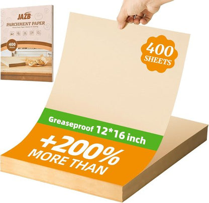 JAZB Parchment Paper Sheets - 400 Pcs Non-Stick Baking Paper for Bread, Cakes & Cookies | 12x16 Inches