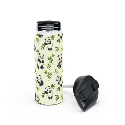 Insulated Water Bottle Thermos, 18oz, Cute Panda Bear Cubs - Double Walled Stainless Steel, Keeps Drinks Hot or Cold