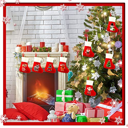 Mini Christmas Stockings Set of 48 - 5 Inch Holiday Tree Decorations