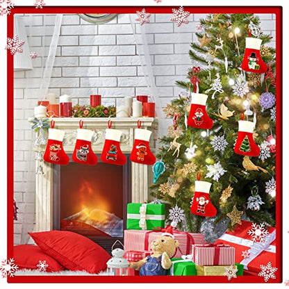 Mini Christmas Stockings Set of 48 - 5 Inch Holiday Tree Decorations
