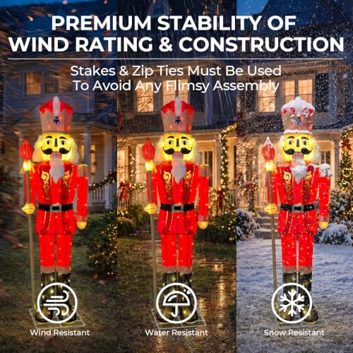 5FT Lighted Nutcracker Scepter Decor - Wine Red Outdoor Christmas Ornament