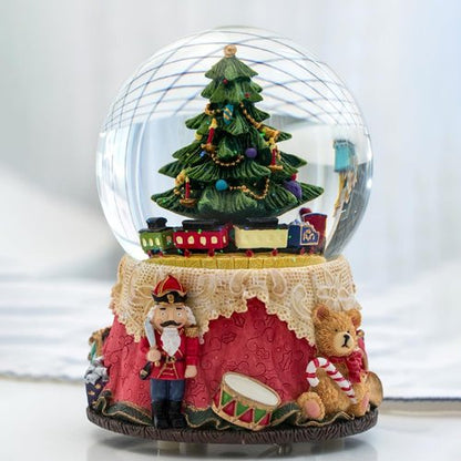 LOVE FOR YOU Nutcracker Christmas Tree Music Box - Colorful Light Xmas Train Snow Globe for Kids & Women