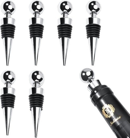 6PCS Metal Wine Stoppers – Cone-Shaped Alloy Bottle Stoppers with Silicone Seals, Leak-Proof & Reusable Wine Savers for Red Wine, Champagne, Liquor Bottles
