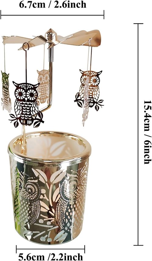 Kingnero Candle Holder - Spinning Windmill Tea Light Holder for Home Decor | Golden Owl Design
