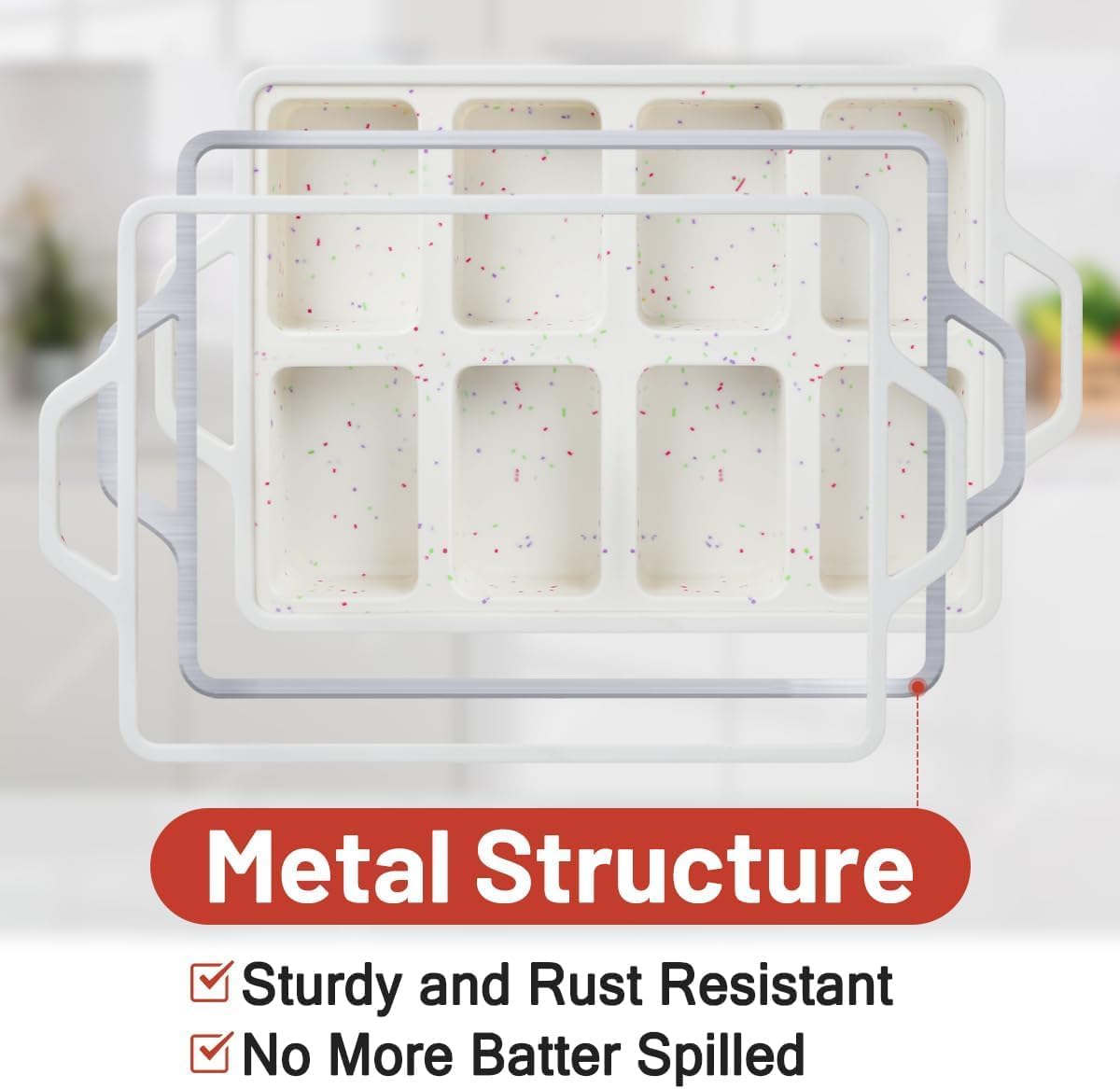 Skiennix Mini Loaf Pan - Nonstick Silicone Molds for Baking Bread, Meatloaf & Brownies | 8 Cavities