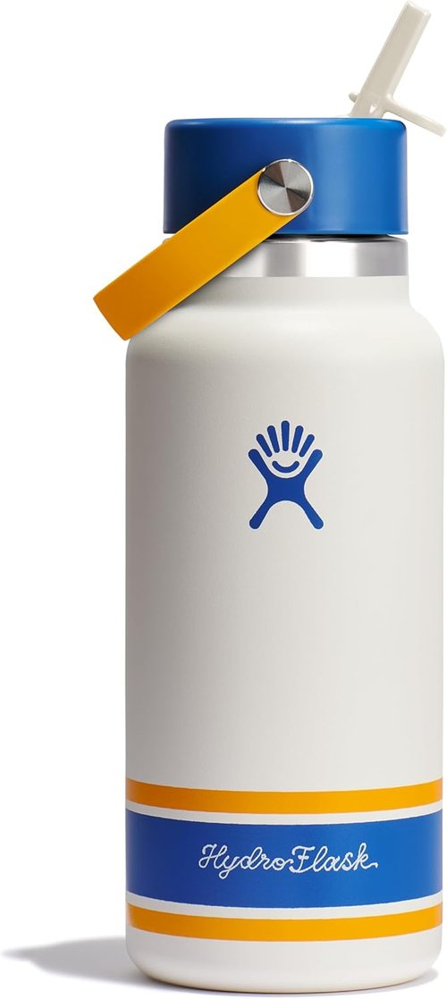 Hydro Flask Water Bottle - Insulated Stainless Steel with Wide Mouth Flex Straw Lid | 32 Oz Campus Ivory