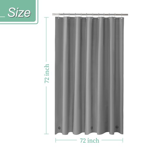 Mrs Awesome Dark Grey Shower Curtain Liner with 3 Magnets, 72x72 Premium Flexible Sturdy Plastic Shower Curtain for Bathroom Lightweight & Waterproof, Dark Gray