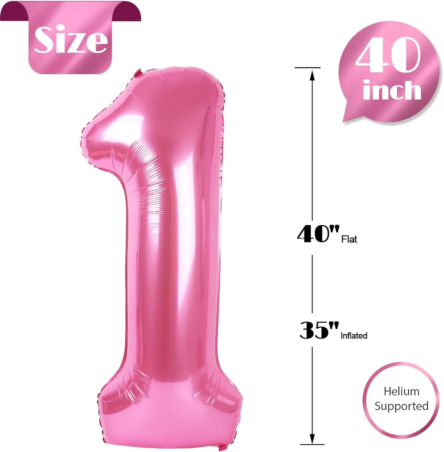 Regine Switzerland 40-Inch Pink Number 1 Balloon - Perfect First Birthday Decoration for Girls