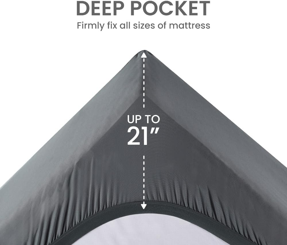 Sleep Zone Cooling Queen Mattress Topper - Premium Breathable Pad Cover | Deep Pocket 8-21" (Grey)