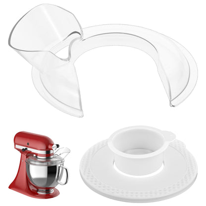 Pouring Shield and Mixer Bowl Cover Compatible with Kitchenaid 4.5-5QT Bowl-Lift Stand Mixers, Splatter Guard Lids for Stainless Steel Mixer Bowl to Prevent Spilling