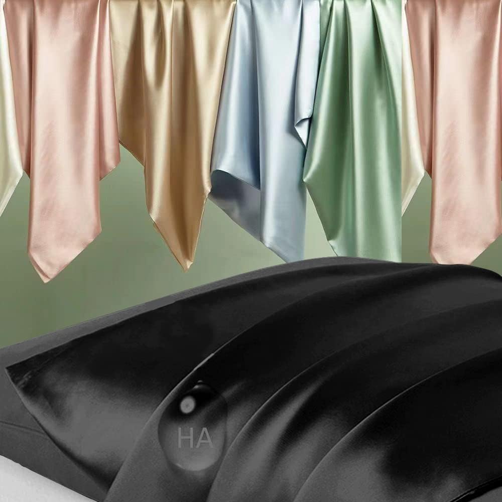 Skiennix Mulberry Silk Body Pillowcase - Smooth, Cooling, Anti-Acne | 20x54 Inches, Black