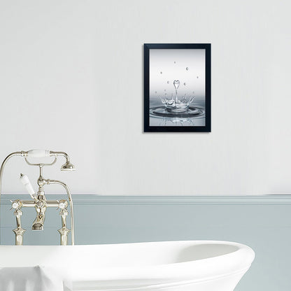 Skiennix Bathroom Decor Wall Art - Modern Heart Water Drop Canvas Print | Black Framed Design