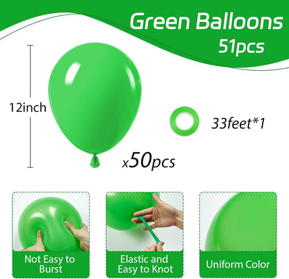 Awenztech Green Balloons - 12-Inch Latex Party Balloons | 50-Pack for Birthday & Baby Shower Decor