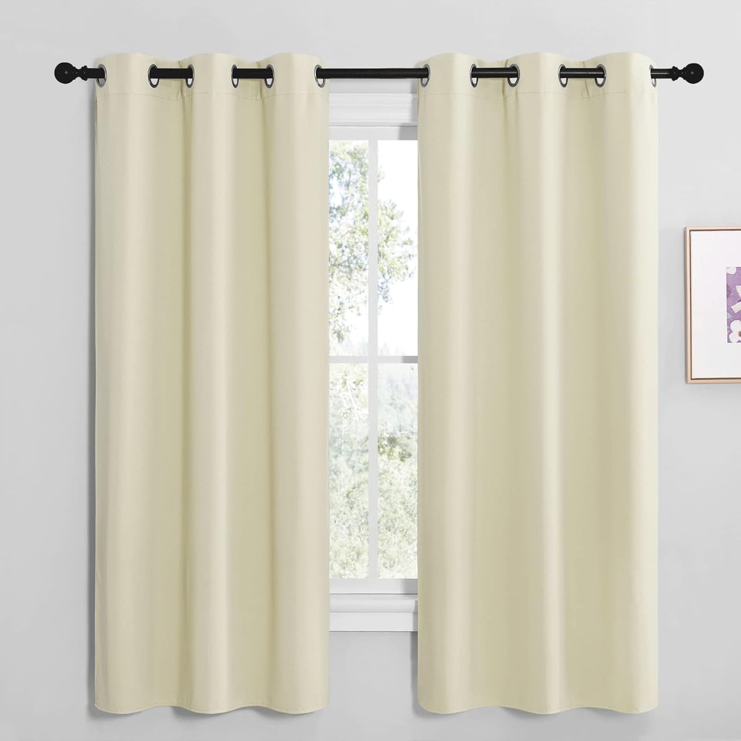 NICETOWN Kitchen Curtains - Thermal Insulated Grommet Draperies for Room Darkening | Beige, 2 Panels (W42 x L68 inches)