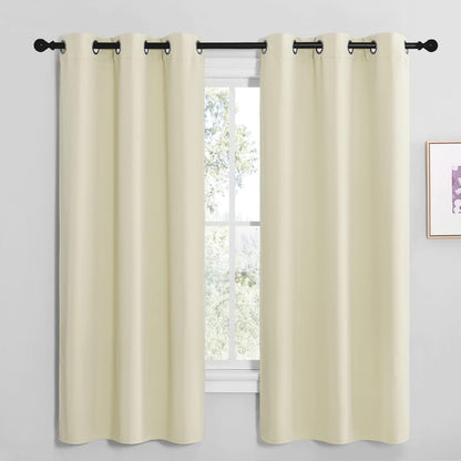NICETOWN Kitchen Curtains - Thermal Insulated Grommet Draperies for Room Darkening | Beige, 2 Panels (W42 x L68 inches)