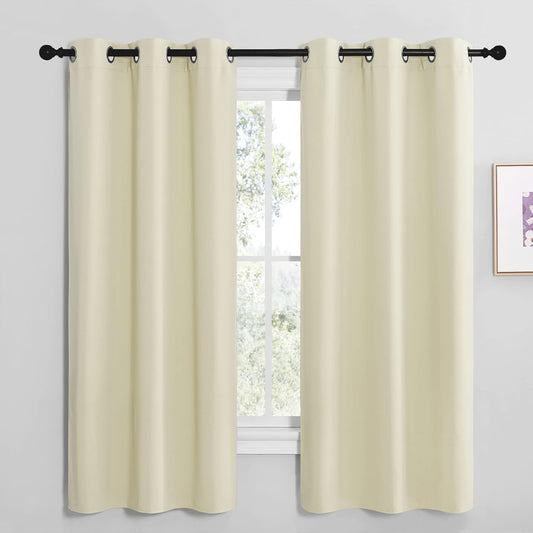 NICETOWN Kitchen Curtains - Thermal Insulated Grommet Draperies for Room Darkening | Beige, 2 Panels (W42 x L68 inches)