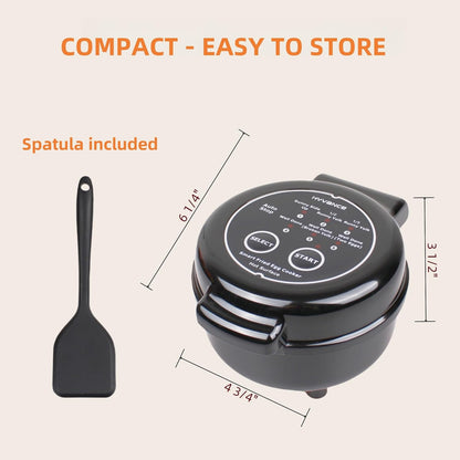 Smart Fried Egg Cooker - Automatic Maker for 6 Styles, Non-Stick Coating, Black Finish