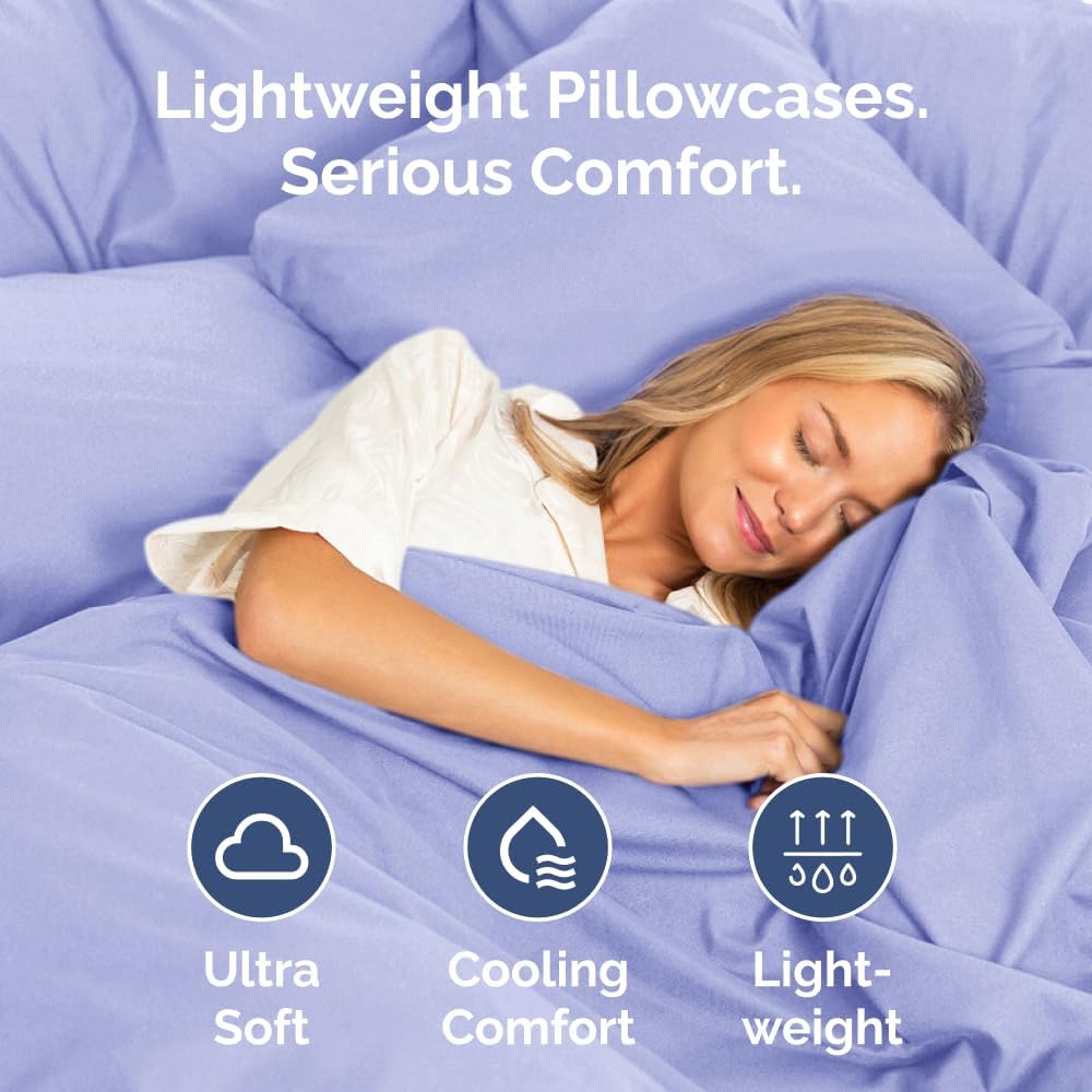 Skiennix Queen Pillow Cases Set of 2 - Ultra Soft Hotel Quality - Wrinkle-Free & Stain Resistant - Lavender Color