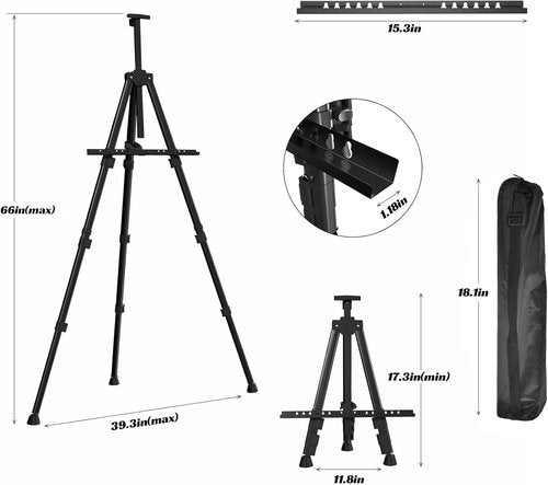 Aredy 66" Art Easel - Portable Metal Easel Stand for Canvas Painting | 2 Pack