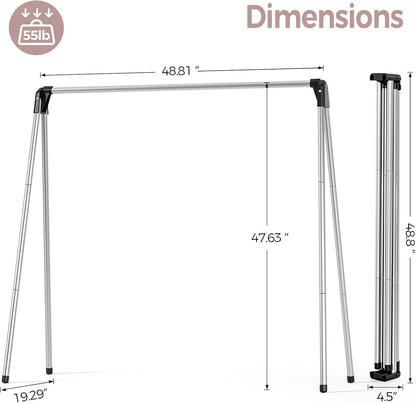 TOOLF Clothes Drying Rack - Foldable Stainless Steel Laundry Rack | Portable Free-Standing Design, Large Capacity