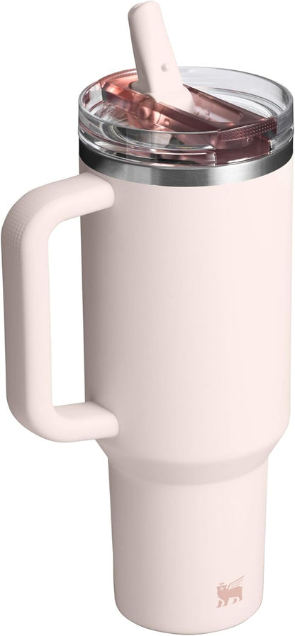 STANLEY Quencher ProTour 40 oz Tumbler - Leakproof Lid, Built-In Straw & Handle | Insulated Stainless Steel | Rose Quartz