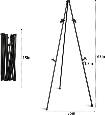 Skiennix 63" Folding Easel Stand - Portable Black Tripod for Weddings, Paintings & Crafts | 6 Pack