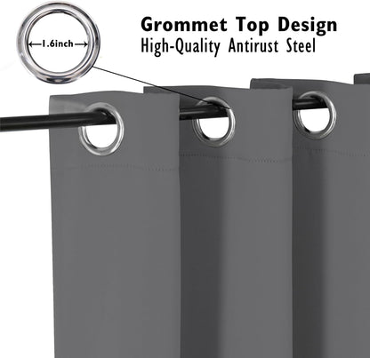 ChrisDowa Blackout Curtains - Thermal Insulated Room Darkening Panels, 63 Inches Long, Grey (Set of 2)