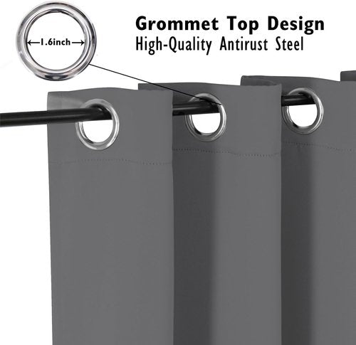 ChrisDowa Small Window Curtains - 36-Inch Grommet Thermal Insulated Room Darkening Panels, Grey (Set of 2)