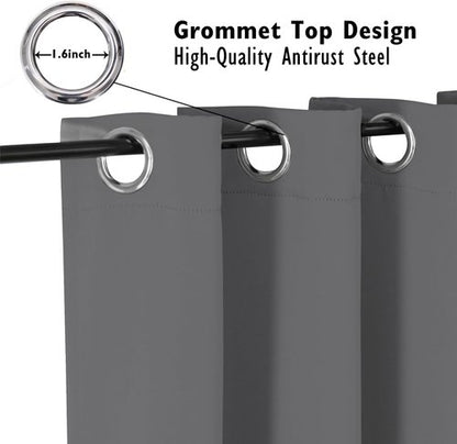 ChrisDowa Blackout Curtains - Thermal Insulated Grommet Room Darkening Panels | 120 Inch, Grey (Set of 2)