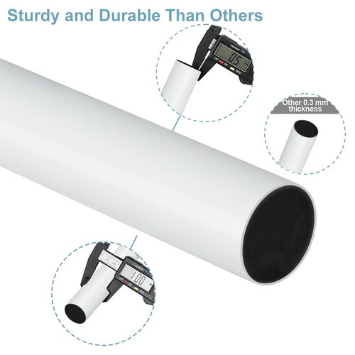 Byondeth Curtain Rods for Windows 16 to 200 Inches Adjustable Length 1 Inch Diameter Window Curtain Rod with Aluminium End Cap, White