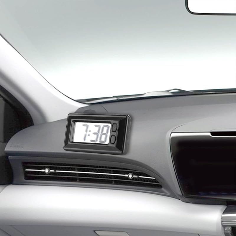 LCD Digital Clock with Time, Date & Calendar Display — Desk & Car Mount