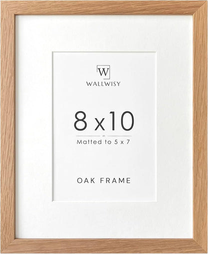 Solid Oak 8x10 Picture Frame by [Brand Name] - Elegant Photo Display with Mat for 5x7 Photos