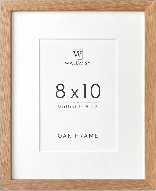 Solid Oak 8x10 Picture Frame by [Brand Name] - Elegant Photo Display with Mat for 5x7 Photos