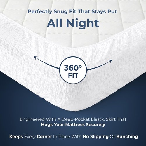PAULATO BY GA.I.CO Twin Waterproof Mattress Protector – Fitted Sheet Style, Breathable & Noiseless, Deep Pocket Up to 19”, Soft Polyester Mattress Cover (Twin)