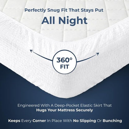 PAULATO BY GA.I.CO Twin Waterproof Mattress Protector – Fitted Sheet Style, Breathable & Noiseless, Deep Pocket Up to 19”, Soft Polyester Mattress Cover (Twin)