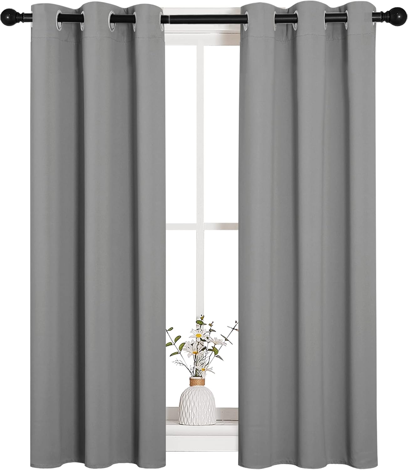 NICETOWN Silver Grey Blackout Curtain Panels - Thermal Insulated Grommet Top Drapes (2 Panels, 29"x45")