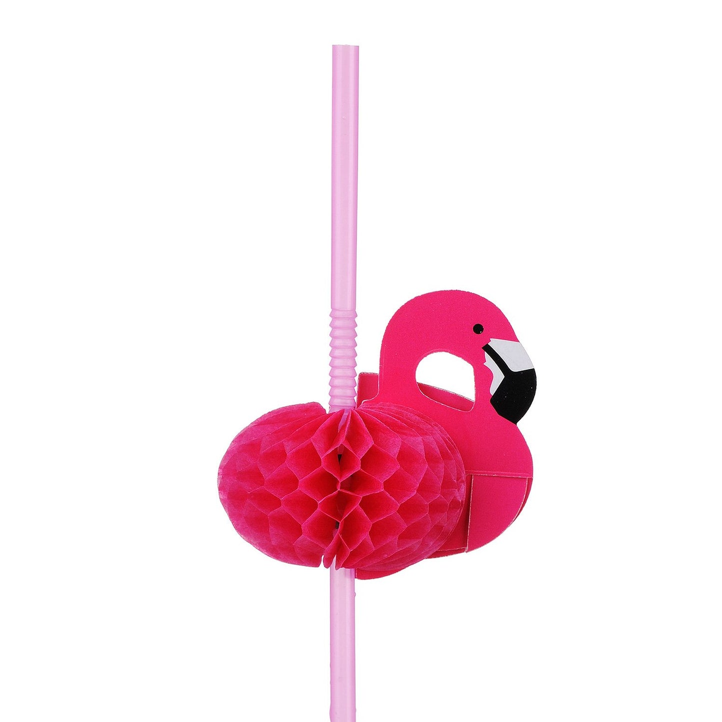 ALINK 50 Pink Flamingo Straws, Plastic Drinking Straws for Luau Party Supplies/Hawaiian/Birthday/Pool Party Decorations